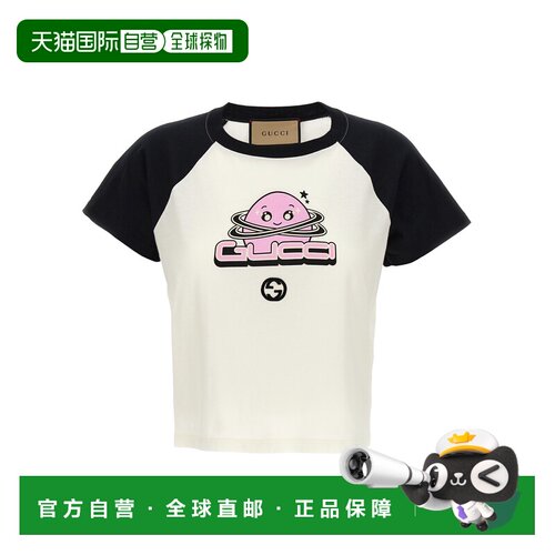 GUCCI 女士衬衫 768183XJF719281 CO 白色 圆领短袖T恤
