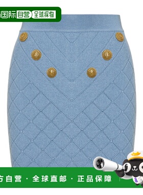 BALMAIN 女士半身裙 CF1LB004KF536DI SS2024 蓝色 针织半身裙