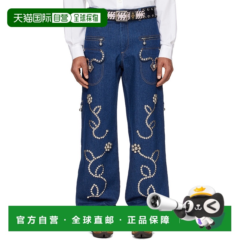 1h可退 潮奢 Chopova Lowena 男士 蓝色 Moppy Charm 牛仔裤 4090