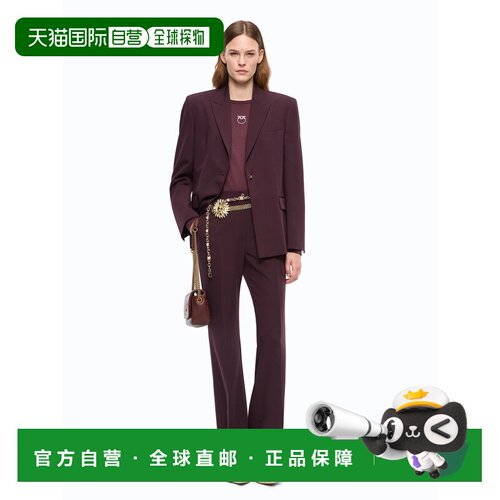 PINKO 女士休闲裤 107214A18ERR7 AW2026 酒红色 腰带袢休闲裤