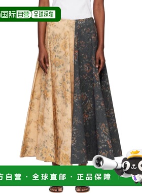 1h可退 潮奢 GANNI 甘尼 女士 驼色 & 灰色 Circle 半身裙 W1092