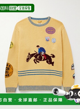 1h可退 潮奢 Bode 男士 Jockey 嵌花羊驼毛羊毛混纺毛衣 MRF24KT0