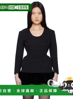 1h可退 潮奢 Pushbutton 女士 黑色 Hourglass 上装 PB2510206W