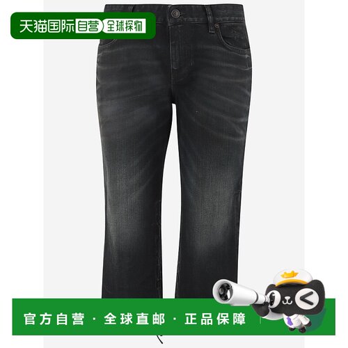 BALENCIAGA 女士休闲裤 SS2025 黑色直筒裤 809619TRW642430