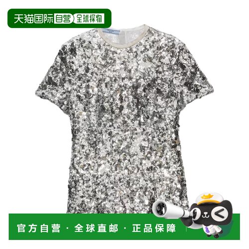 1h可退 奢淘 Prada 亮片上衣 女 P974MR176ASOOO女装短袖