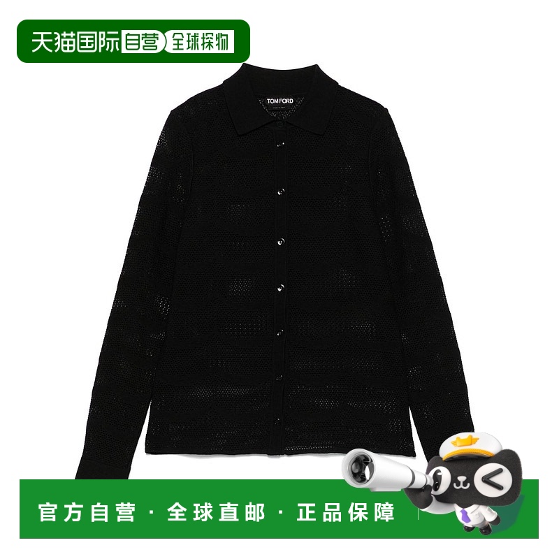 1h可退 TOM FORD 女士衬衫 CAK373YAX844LB999 SS2025 黑色长袖