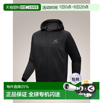 始祖鸟Emblem Fleece男款拉链徽标连帽修身卫衣