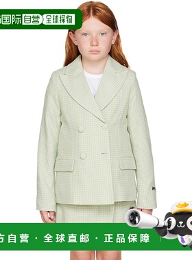 1h可退 潮奢 Msgm 女童 绿色千鸟格儿童西装外套童装 MS029222