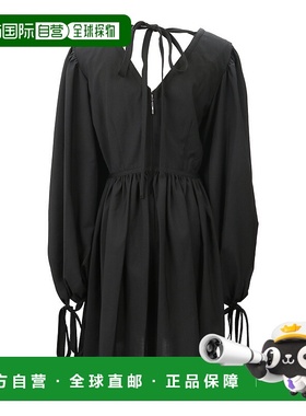 MSGM 女士黑色连衣裙 长袖连衣裙新款羊毛