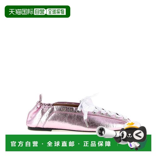 GANNI 女士芭蕾乐福鞋 B102004105C SS2026 银色 'Lace-Up' balle