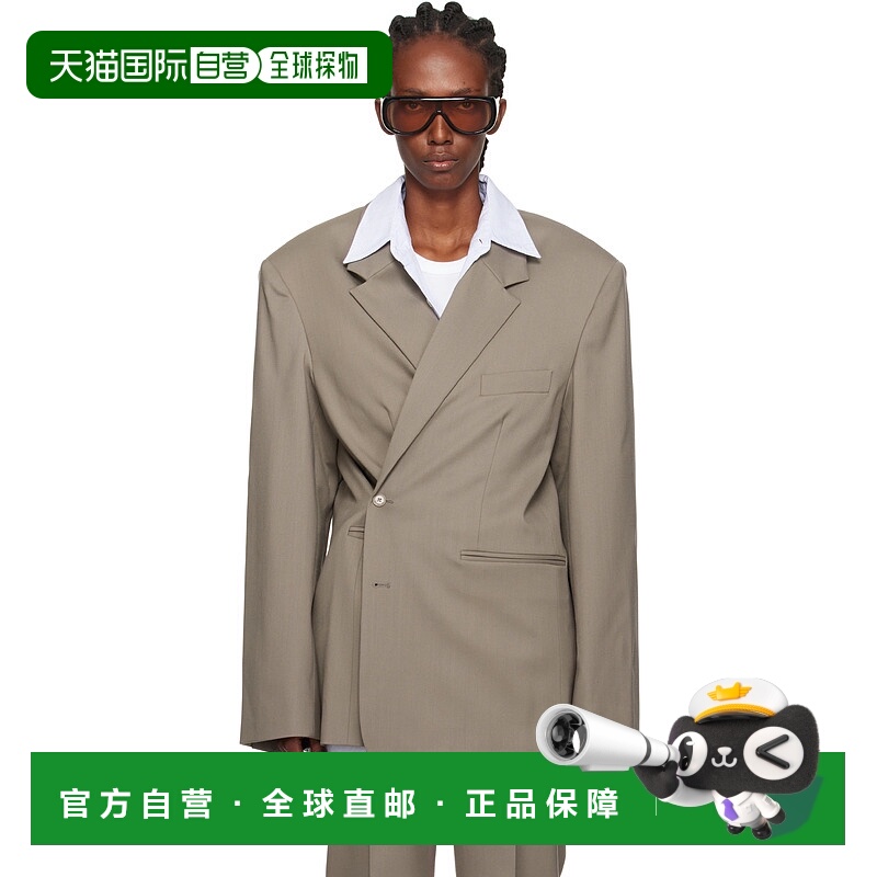 1h可退 潮奢 The Frankie Shop 女士 灰褐色 Crosby Wrap 西装外