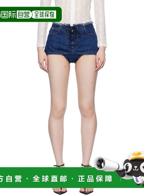 1h可退 潮奢 Pushbutton 女士 蓝色 Lace Up Detail Denim 裙裤 P