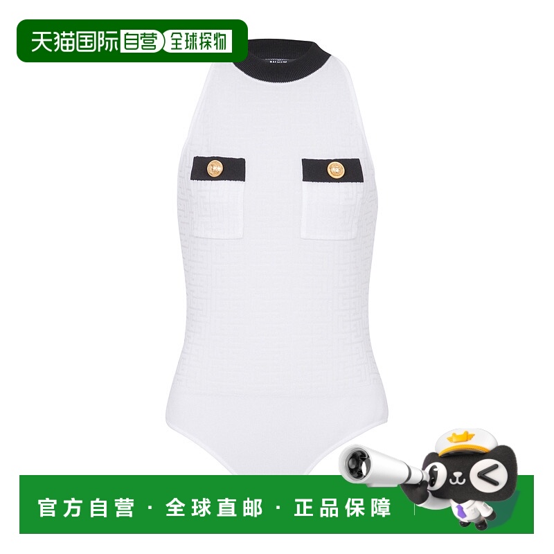 1h可退 BALMAIN 女士连体裤 EF2BA069KI89GAB SS2025 白色 无袖针