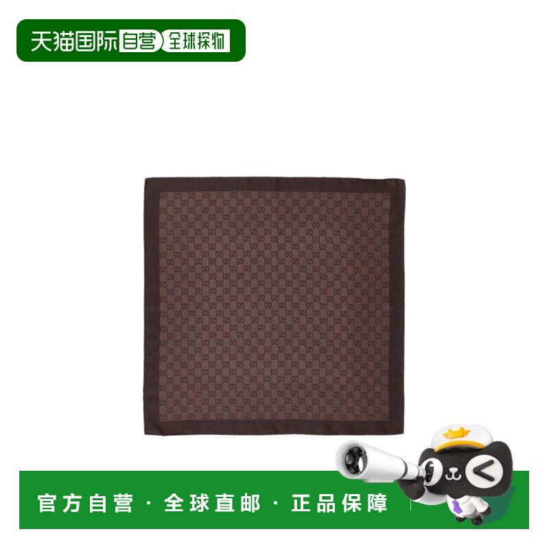 GUCCI 女士围巾 8652573G0012164 AW2026 棕色 GG斜纹提花方巾