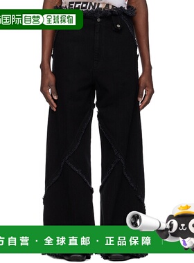 1h可退 潮奢 EGONLAB. 男士 黑色 Argyle 牛仔裤 SS25DN001