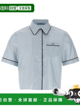PRADA 女士衬衫 P483HR16BVSOOOF0M10 蓝色 SS2025短袖