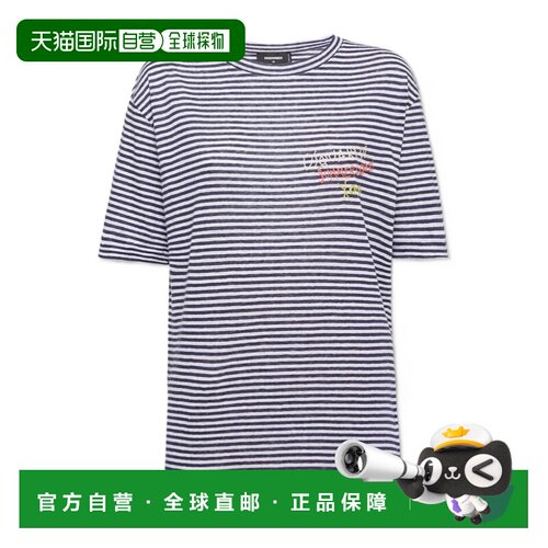 dsquared2 女士 上装T恤短袖条纹 【付后1h可退】