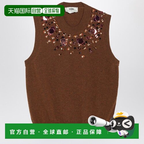 FENDI 女士针织衫 FZXE01AUZWF1T6K AW2025 红色 Rust wool and c