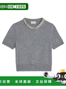 CELINE 女士针织毛衣 2AD8A974V09GM AW2023 灰色 刺绣羊绒短款开