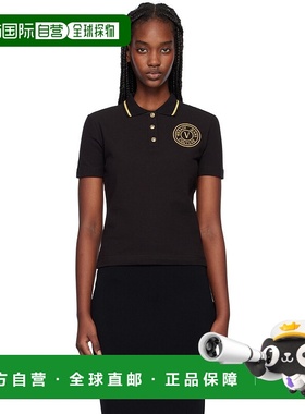 1h可退 潮奢 Versace Jeans 范思哲 女士 黑色 V-Emblem Polo 衫