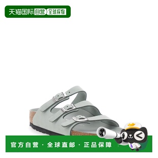 1h可退 潮奢 birkenstock 勃肯 女士 'Florida' 绿色搭扣带Logo皮