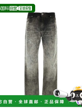 BALMAIN 男士牛仔裤 CH1MI065DE019FK SS2024 灰色 徽标刺绣牛仔