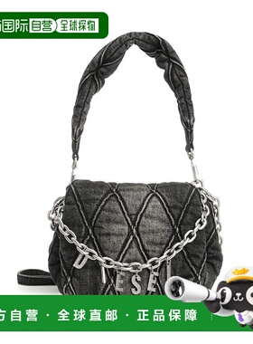 DIESEL 女士单肩包 X09597P6330T8013 AW2025 黑色 Denim bag wit