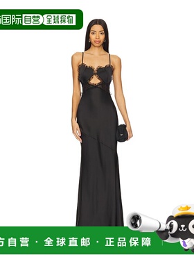 潮奢 For Love & Lemons 女士 Val 长款连衣裙 CD3616HO24BLACK