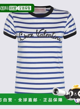 VALENTINO 女士T恤 6B3MG24P961CR1 SS2025 白色 STRIPED COTTON