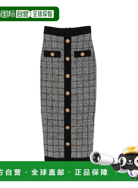 1h可退 潮奢 Balmain 巴尔曼 女士 黑色半身裙 GF1LD024KJ48