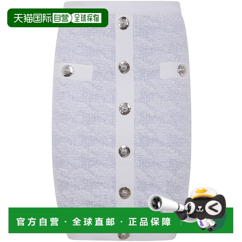 BALMAIN 女士半身裙 FF1LC016KI72SOM AW2025 蓝色 BUTTONED TWEE