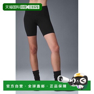 alo yoga 纯色高腰机车休闲短裤 女款w6145r瑜伽裤紧身裤