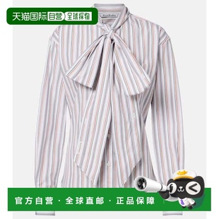 1h可退 潮奢 Acne Studios 艾克妮 女士 蝴蝶结装饰条纹棉质衬衫