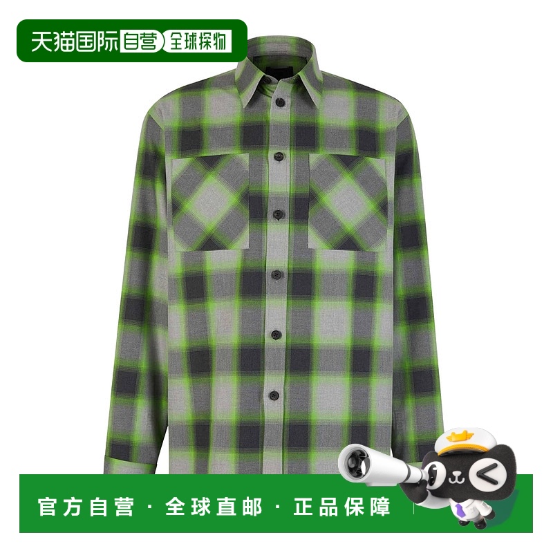 GIVENCHY 男士衬衫 BM60VZ15DU066 SS2024 绿色 长袖格纹衬衫