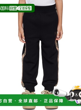 1h可退 潮奢 Burberry 巴宝莉 女童 黑色 Check Tape 儿童运动裤