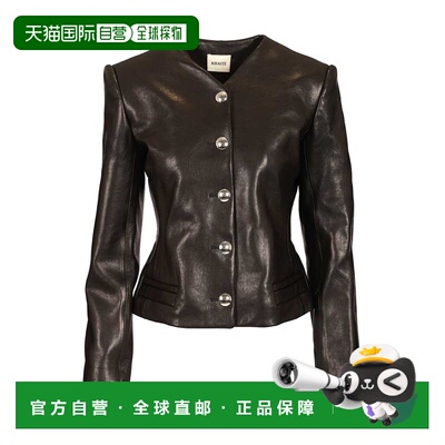 1h可退 KHAITE 女士夹克 6215729200 SS2026 黑色皮衣长袖