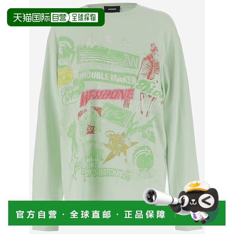 1h可退 潮奢 We11Done 男士 拼贴图长袖T恤 WDTT324758U