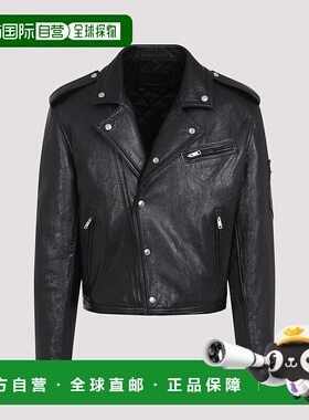 PRADA 男士夹克 UPW523SOOO11KDF0002 SS2025 黑色皮衣皮夹克