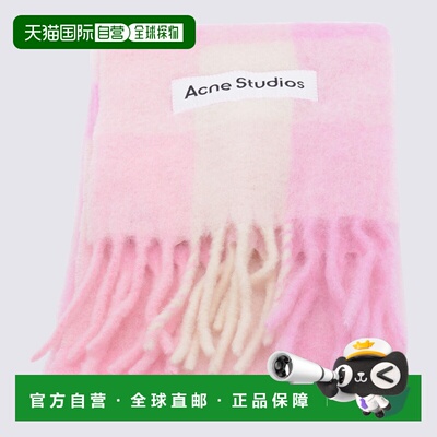 ACNE STUDIOS 男士围巾 CA0084DTL AW2025 粉红色 马海毛格纹围巾