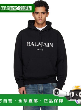 1h可退 潮奢 Balmain 巴尔曼 男士 黑色 Printed 连帽衫 FH2JR090