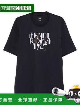FENDI 男士T恤 FY0936AVOH0 AW2025 蓝色 Fendi Rome T-Shirt Clo