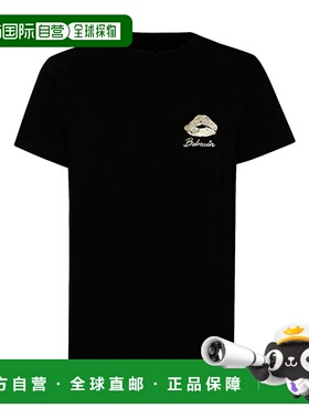 BALMAIN 男士T恤 DH0EF000GE09EAD AW2024 黑色 Gold Kiss Print