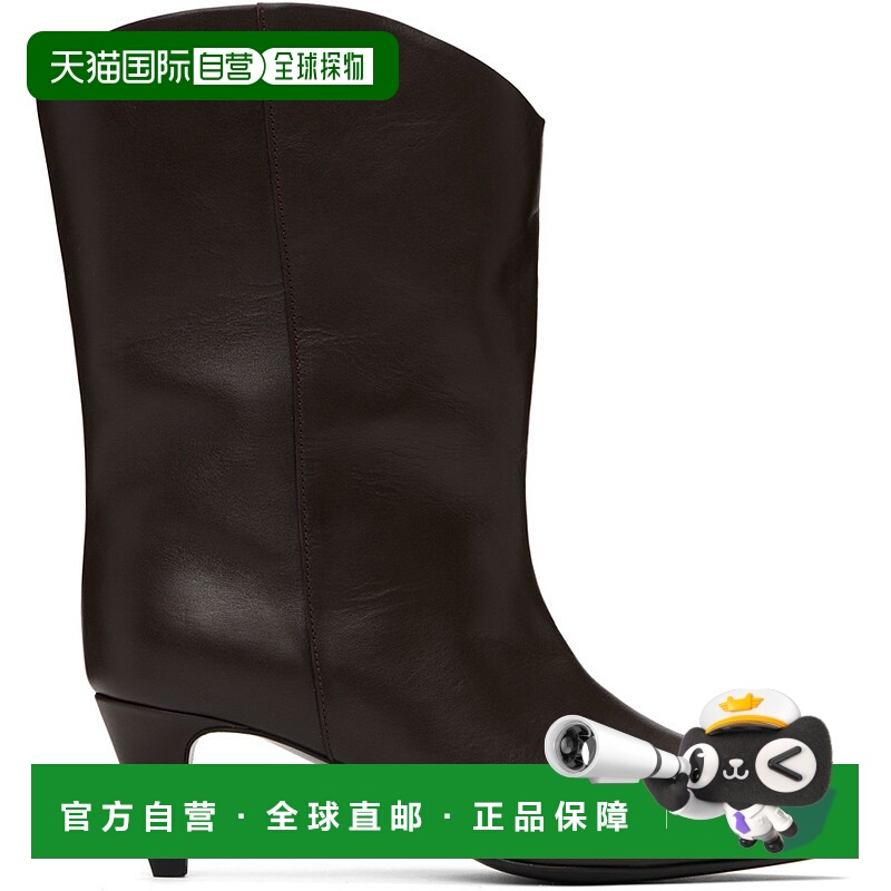 1h可退 潮奢 BY FAR 女士 棕色 Osage 中筒靴 MWFBO067CL013BR02