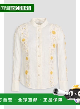 1h可退 潮奢 ZIMMERMANN 女士 花朵装饰蕾丝边亚麻衬衫 0733TRS25