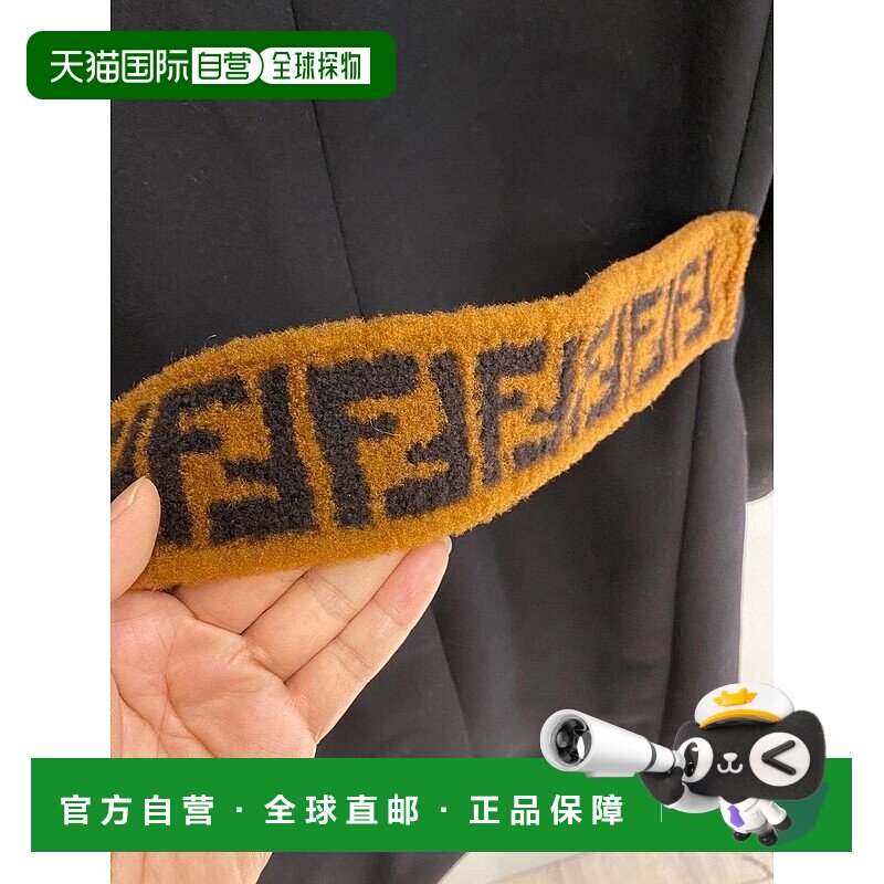 FENDI 男士外套 FF0164A517F0QA1 AW2018 黑色 长款徽标大衣男装
