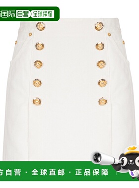 BALMAIN 女士半身裙 FF1LBA91DF780FC AW2025 白色 短款棉质帆布