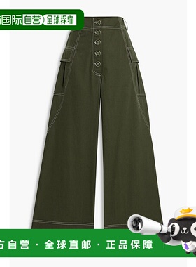 1h可退 潮奢 FARM RIO 女士 棉质斜纹布阔腿裤 325638DARKGREEN
