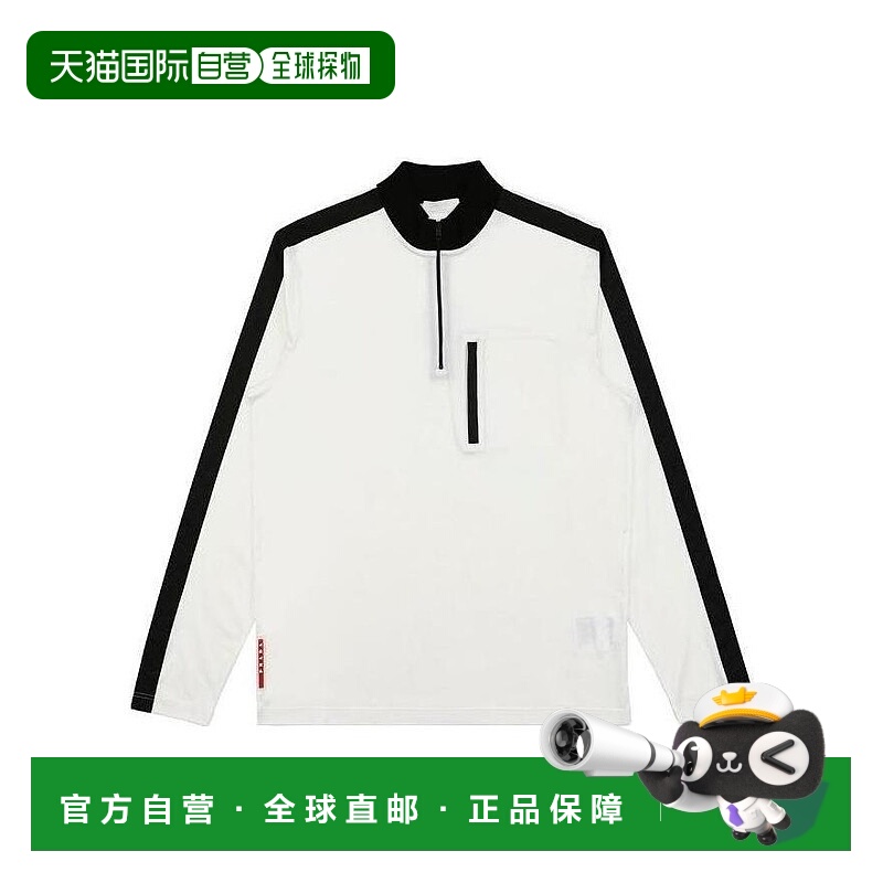 1h可退 PRADA 男士T恤 SJN2041KG6BINEO AW2021 白色 拉链细节T恤