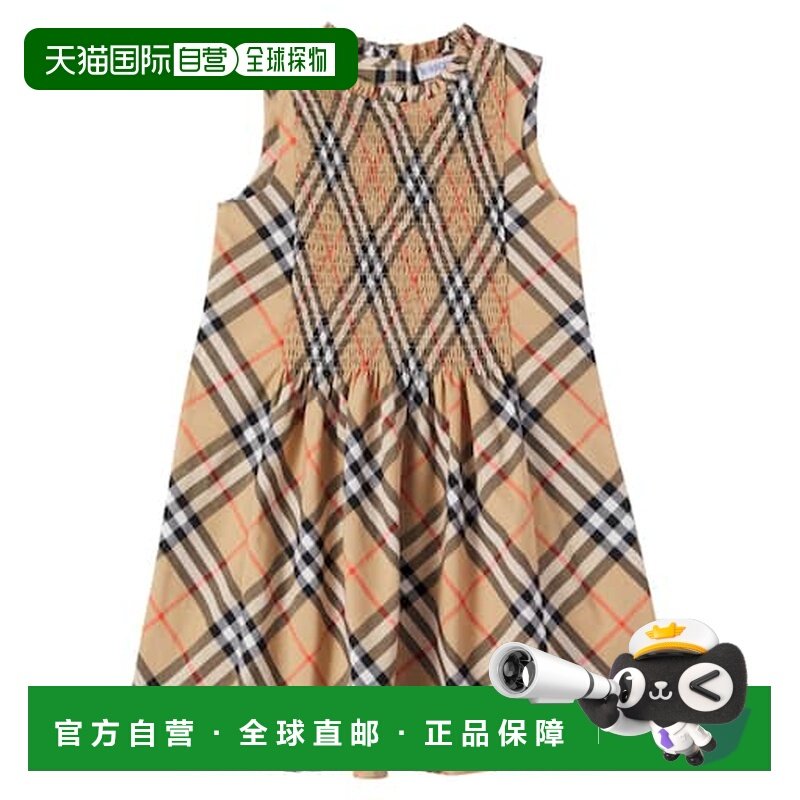 1h可退 潮奢 Burberry 巴宝莉 女童 格纹抽褶棉质连衣裙童装,童装/婴儿装/亲子装,连衣裙,淘宝优惠券,粉丝福利购,淘宝优惠卷