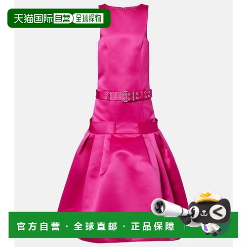 GANNI 甘尼 女士 束带缎面中长连衣裙 pink粉色 舒适时尚